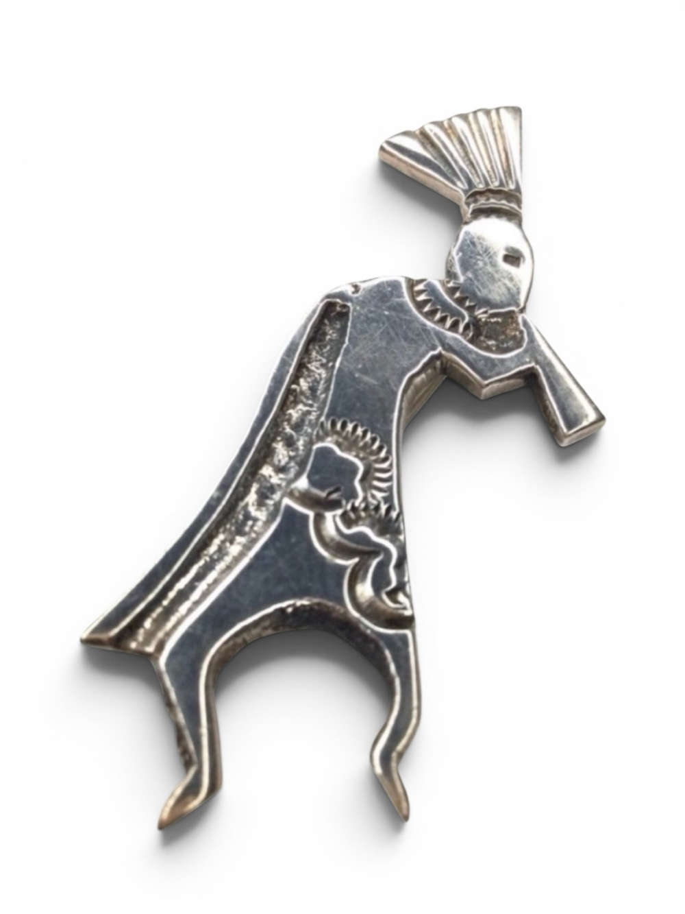 Vintage Kokopelli Native American Navajo Silver Brooch – Signed Sterling - Picture 4 of 12